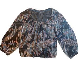 Maeve By Anthropologie Black With Paisley Oversized Boho Blouse Size M